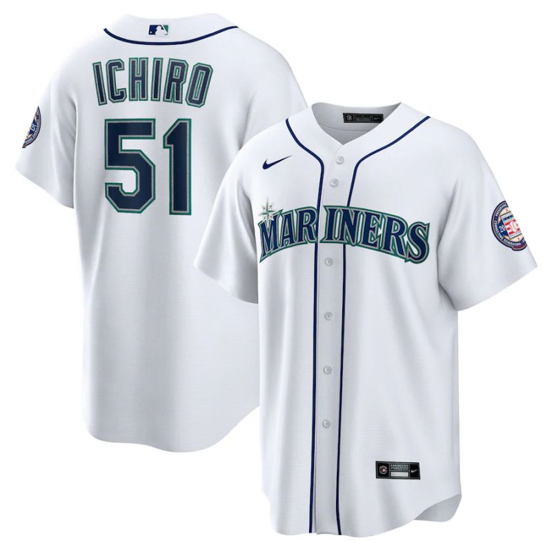 Men 2025 Seattle Mariners 51 Ichiro White Game Nike MLB Jersey style 01